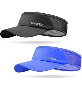 Sukeen 2 Pack Sports Sun Visor Men Women Lightweight Packable Cooling Stretchy Visor Hat for Runn...