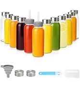 Zukro Glass Water Bottles with Lids 10.5 oz, Reusable Clear Small Juice Bottles With Stainless St...