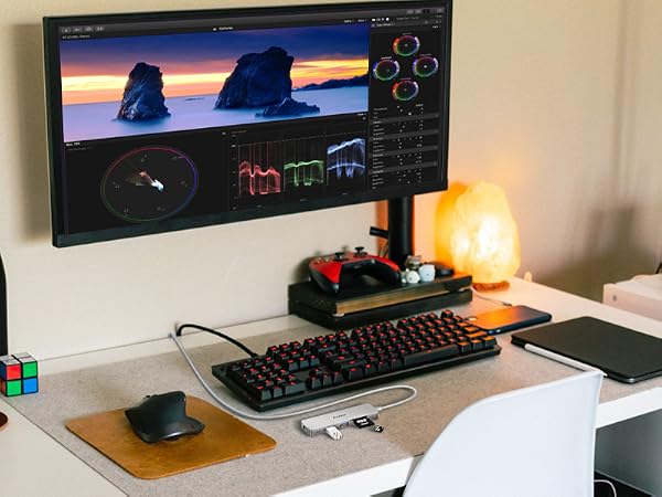 USB Hub with 4ft Long Cable