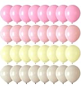 CVPARTYON Pink and Yellow Balloons 55 pcs 12 Inch Pink Light Pastel Pink Yellow Sand White Thick ...