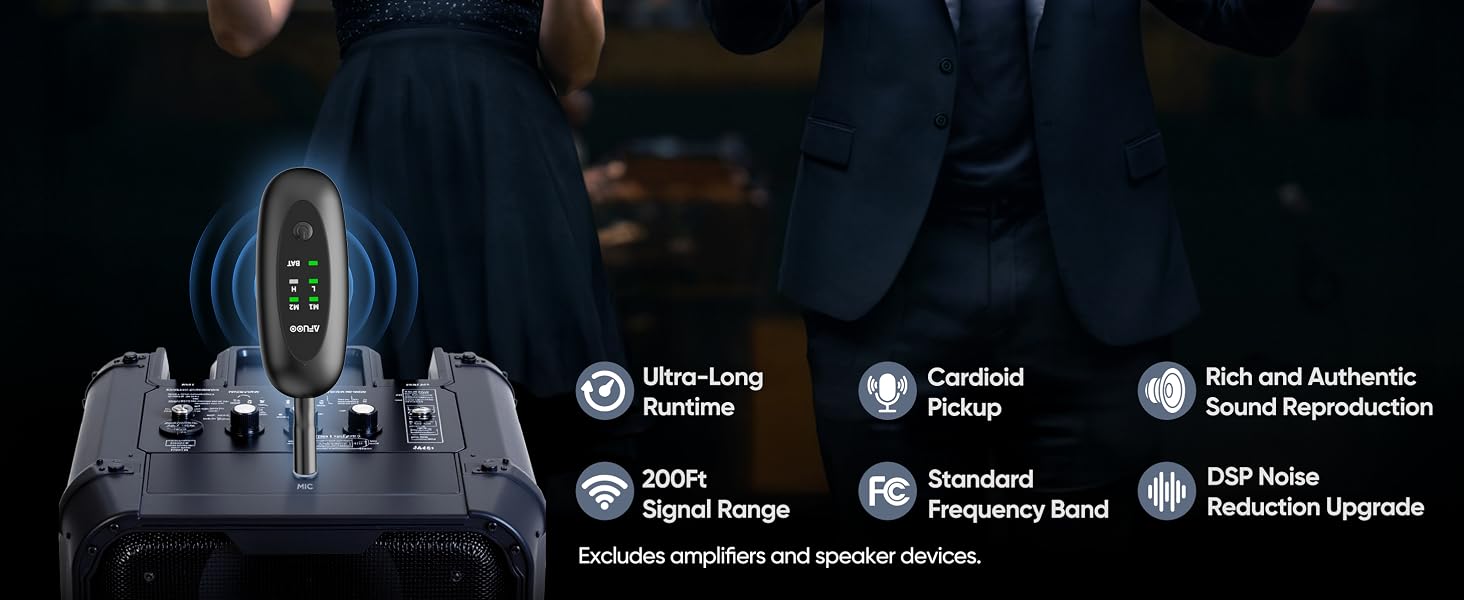 Wireless Karaoke Microphone for Karoake, Singing, Speeche, Cordless 2 Mic for Karaoke Machine, Party