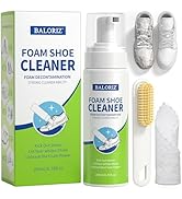 BALORIZ Shoe Cleaner, White Sneaker Cleaner with Brush and Towel, No-Rinse Foam Shoe Cleaning Kit