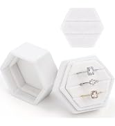 WantGor Velvet Ring Box, 2-in-1 Jewelry Ring Gift Box 3 Slots Hexagon Ring Storage Box or Double ...