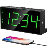 PPLEE Digital Alarm Clock for Bedroom, 2 Alarms Large Big Numbers Display with Dimmer for Living ...