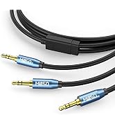 MillSO Audio Splitter, SapphireBlue&Gold-Plated 8 Feet 3.5mm Male to 2 Male Audio Splitter, TRS S...
