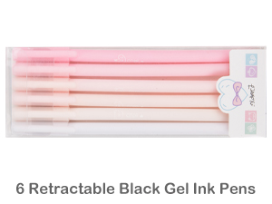 Retractable Black Gel Ink Pens