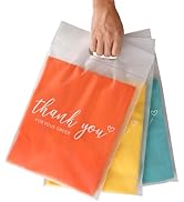 JinRuiKJ Frosted T-Shirt Bags with Handle, Thank You Bags for Small Business, Durable Self-Sealin...