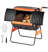 VEVOR Compost Tumbler, 53 Gallon Dual Chamber Outdoor Tumbling Composter with 2 Sliding Doors and...