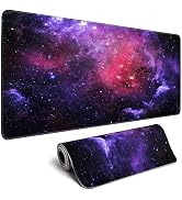 Galaxy Gaming Mouse Pad Red,Purple Nebula Extended Large Desk Pad Mouse Mat with Stitched Edges M...