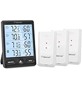 Geevon Indoor Outdoor Thermometer Wireless 3 Remote Sensors, 5-Inch Display Digital Hygrometer Th...