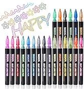 Outline Metallic Markers Set, ZSCM 21 Colors Super Squiggles Double Line Paint Pens Outline Marke...