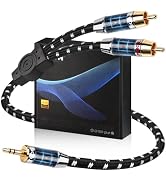 TODN Audiophile RCA to 3.5mm Cable 3ft HiFi Stereo Shielded Audio Cord OCC | Carbon Fiber Shell &...