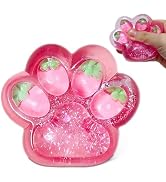Pink Cat Paw Taba Squishy Toys, Soft Strawberry Fufu Squishy Stress Sugar Balls for Kids and Adul...