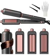 FMZ Flat Iron Hair Straightener Curler and Crimper, Professional 4 in 1 Hair Styling Irons for St...