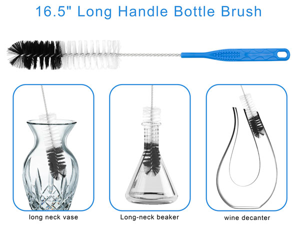 Glass Cleaning Kit Straw Cleaner Brush - Reusable Handles Extra Long Bottle Brush