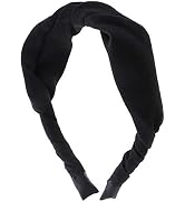 Simple Padded Solid Woven Fabric Twisted Headband For Girls - Black
