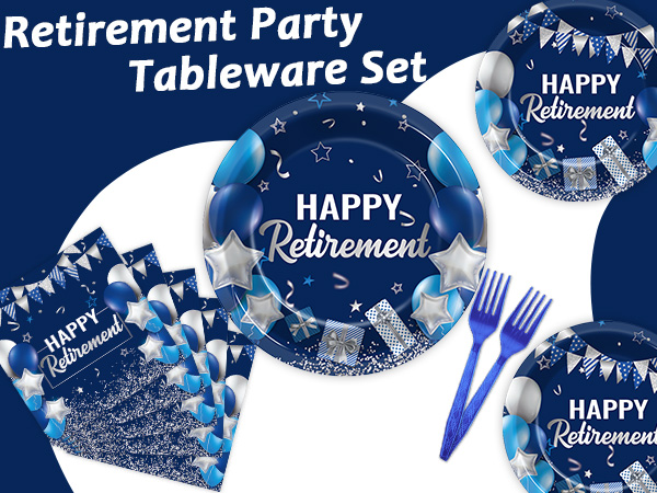 gisgfim 96 Pcs Retirement Party Plates and Napkins Party Supplies