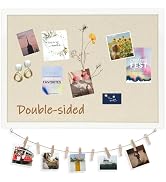DOLLAR BOSS Double-Sided Bulletin Boards with Linen, 24"x18" Cork Board | Corkboards for Walls, F...