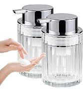 Amolliar Foaming Soap Dispenser, Plastic Pump Clear Glass Soap Dispenser, 8OZ Refillable Hand Soa...