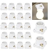 TWINKLEMON 24PCS Porcelain Lamp Holder Socket E26/E27 Medium Base Ceiling Lamp Holder Keyless Thr...