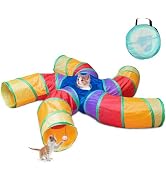 Depets Cat Tunnel for Indoor Cats, 5 Way Large Cat Play Tunnel & Tube with Play Ball, S-Shaped Fo...