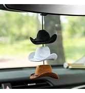Rislobx Cowboy Hat Hanging Charm for Car Rear View Mirror, Cute Handmade Felt Hat Ornament Penden...