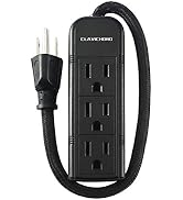 Power Strip with Flat Plug - 3 Ground Outlets 7 Inch Heavy Duty Braided Extension Cord Flat Plug ...