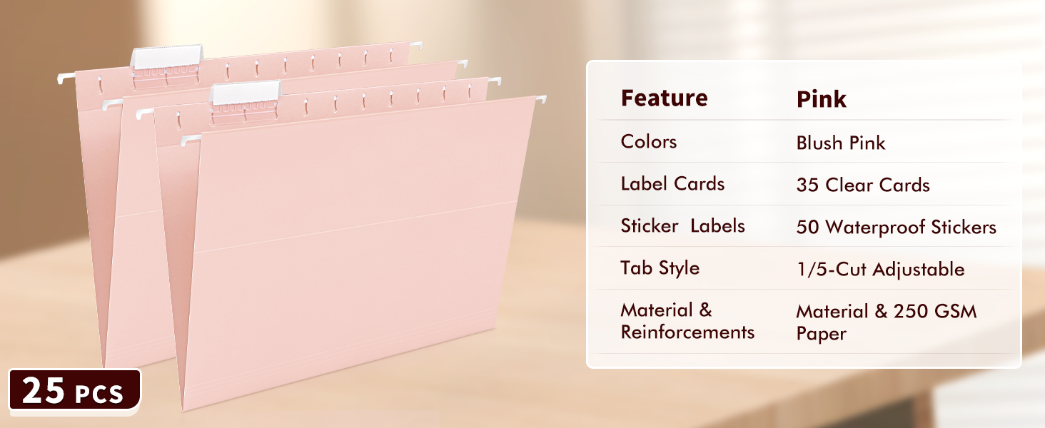 pink hanging file folders