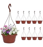 DOITOOL 10 Pack Hanging Plastic Pots for Plants with Hook, Garden Flower Plant Pot Container Bask...