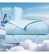 Welfibr Cooling Blankets Comforter for Hot Sleepers Summer Blue Double Sided Cold Silky Comforter...