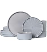 ALOFMO Dinnerware Sets for 4, Ceramic Plates and Bowls Set 12 Piece Dinnerware Chip Resistant Sto...