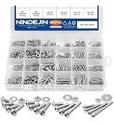 NINDEJIN Metric Button Head Socket Cap Screw Bolts & Flat Washers & Nuts Assortment Kit M2 M3 M4 ...