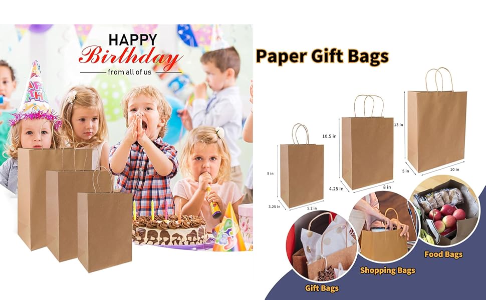 Gift Bags,Shopping Bags,Brown Paper Bags with Handles