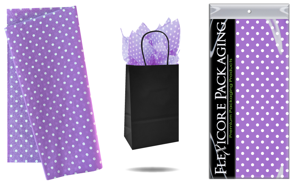 light purple polka dot lavender gift wrap tissue paper bulk tassel DIY art craft Sheets reverse