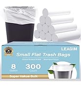 300 Count 8 Gallon Trash Bags, 13 Micron Extra Thick Medium Garbage Bags, 7-9 Gallon Unscented Wh...