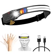 Headlamp Rechargeable Red light Head Lamps Led Rechargeable with Motion Sensor Headlamps Night Fi...