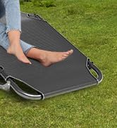 LILYPELLE Portable Folding Camping Cot, Adjustable 4-Position Adults Reclining Folding Chaise wit...
