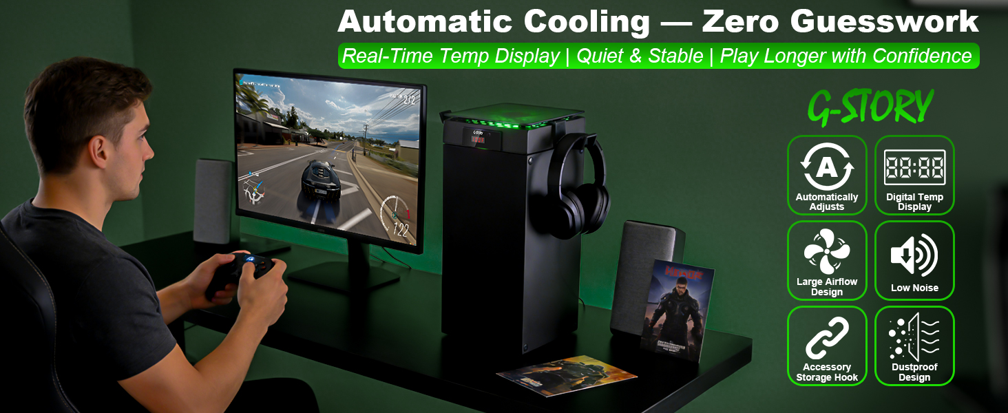 Cooling Fan for Xbox Series X with Automatic Fan Speed Adjustable by Temperature