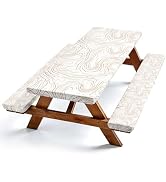 BSFHH Rectangular Picnic Table Cover,with Bench Covers and Bag, Waterproof Elastic Fitted Camping...