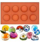 Funshowcase 8 Cavity Semi Sphere Half Round Dome Silicone Mold Chocolate Teacake Baking Tray Medium