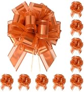 TIMESEEK 10-Pack Tangerine Color Pull Bows for Gift Wrapping - 6 Inch Reusable Ribbon Bows, Large...