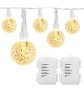 LOENDE Battery Operated Globe String Lights 16FT Waterproof 30 LED 8 Modes Outdoor String Lights ...