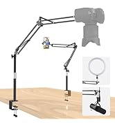 Taisioner Overhead Camera Mount Desk Stand Vertical Telescopic Alloy Pole Locking Function 360°Ad...