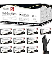 Schneider Medical Black Nitrile Gloves, Powder Free, Disposable Gloves Latex Free for Medical Exa...