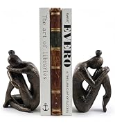 SIWUKEH Decorative Bookends, Decorative Books, Thinker Girl Book Ends for Shelves, Resin Book End...