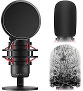 Pop Filter for Hyperx Quadcast,3 in 1 Quadcast S Mic Pop Filter + Furry Windscreen+ Foam Mic Cove...