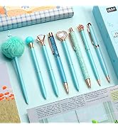 WEMATE 8Pcs Ballpoint Pens Set,Ballpoint Pen Bling for Women,Girly Pens,Black and Blue Ink Ball P...