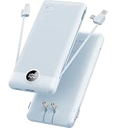 VRURC Portable Charger Built-in Cables and AC Wall Plug, USB C Power Bank 10000mAh, Travel Essent...