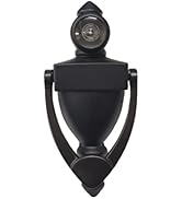 QCAA Door Knocker with 180 Degree Viewer, Zinc Die-Cast Construction 5-1/2'' Height, Matte Black,...