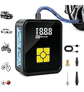 Portable Car Tire Inflator Air Compressor, 120PSI Electric Air Pump with Digital Pressure Gauge, ...
